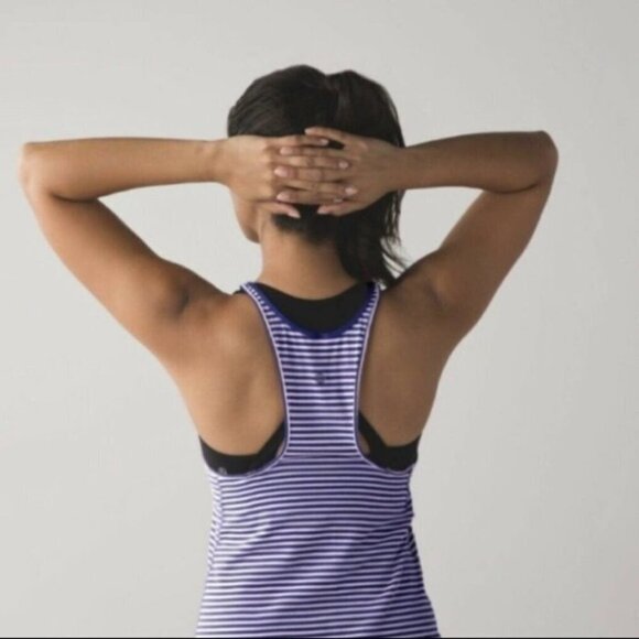 Lululemon What The Sport Singlet in Silver Stripe Iris Flower Pretty  Purple - Picture 2 of 14